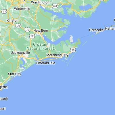 Map showing location of Morehead City (34.722940, -76.726040)