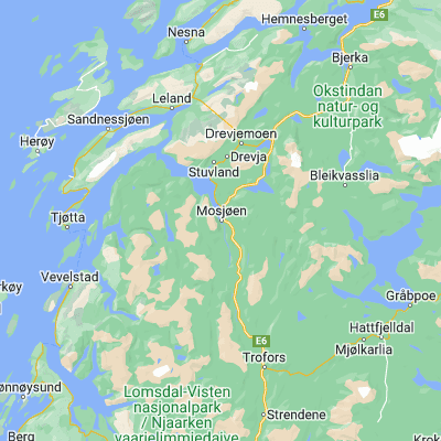 Map showing location of Mosjøen (65.835990, 13.190760)