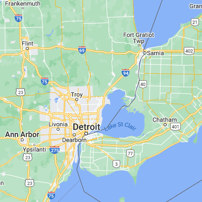 Map showing location of Mount Clemens (42.597260, -82.877980)