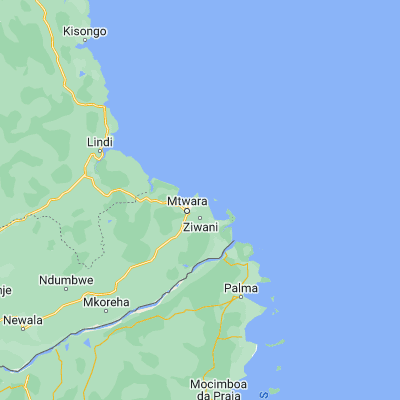 Map showing location of Mtwara Bay (-10.250000, 40.250000)