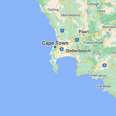 Map showing location of Muizenberg (-34.097020, 18.479690)