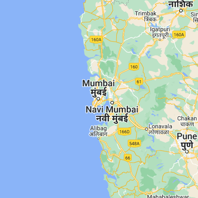 Map showing location of Mumbai (19.072830, 72.882610)