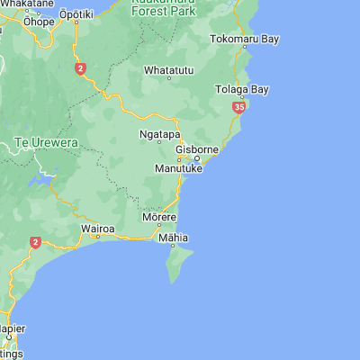 Map showing location of Muriwai (-38.766670, 177.916670)