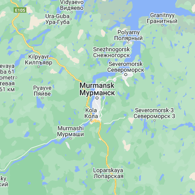 Map showing location of Murmansk (68.979170, 33.092510)