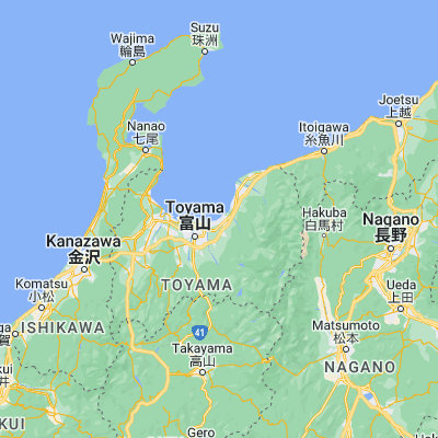 Map showing location of Namerikawa (36.766670, 137.333330)