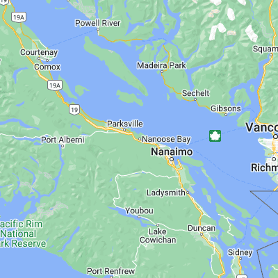 Map showing location of Nanoose Bay (49.272370, -124.193320)