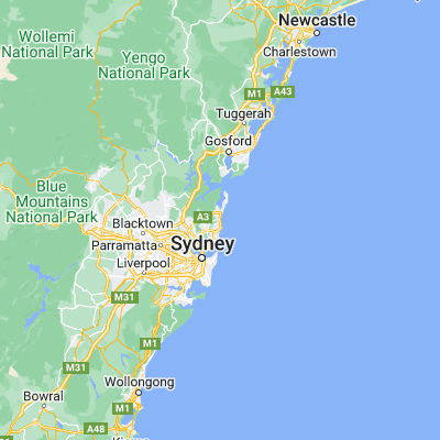 Map showing location of Narrabeen (-33.712770, 151.297360)