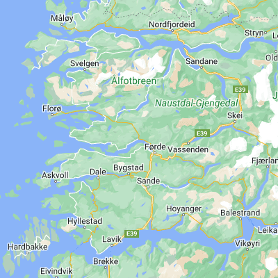 Map showing location of Naustdal (61.508960, 5.716750)