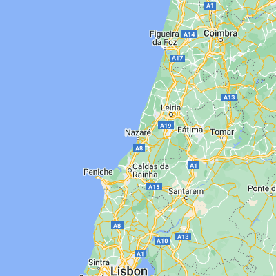 Map showing location of Nazaré (39.602890, -9.068360)