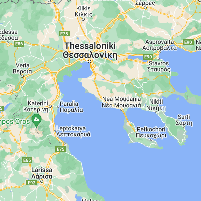 Map showing location of Néa Kallikrátia (40.316670, 23.066670)
