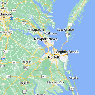 Map showing location of Newport News (36.978760, -76.428000)