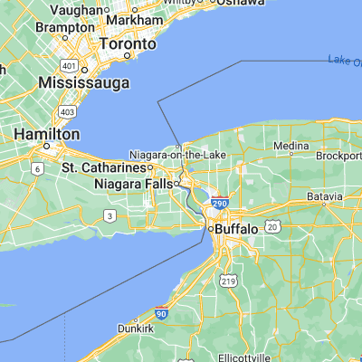 Map showing location of Niagara Falls (43.100120, -79.066270)