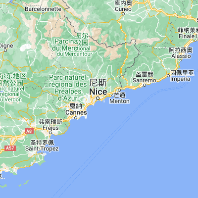 Map showing location of Nice (43.703130, 7.266080)