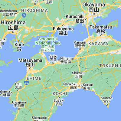 Map showing location of Niihama (33.959330, 133.316720)