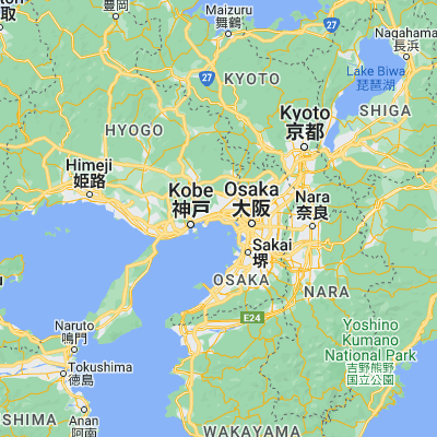 Map showing location of Nishinomiya (34.716670, 135.333330)