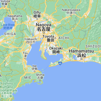 Map showing location of Nishio (34.866670, 137.050000)