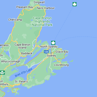 Map showing location of North Sydney (46.207870, -60.256060)