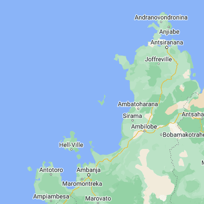 Map showing location of Nosy Mitsio (-12.900000, 48.600000)