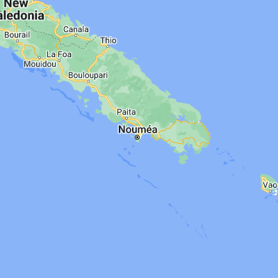 Map showing location of Nouméa (-22.276310, 166.457200)