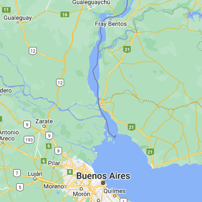 Map showing location of Nueva Palmira (-33.869990, -58.407960)