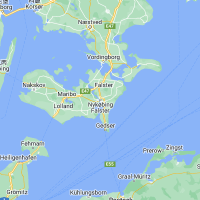 Map showing location of Nykøbing Falster (54.769060, 11.874250)