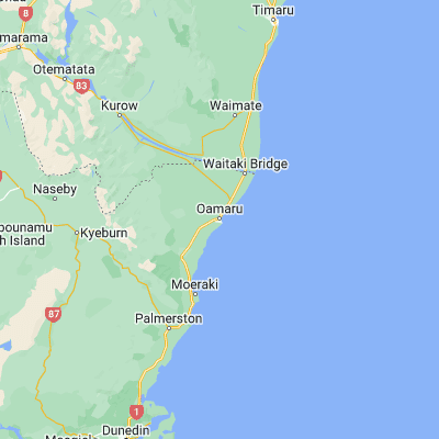 Map showing location of Oamaru (-45.097580, 170.970870)