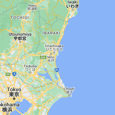 Map showing location of Ōarai (36.316670, 140.600000)