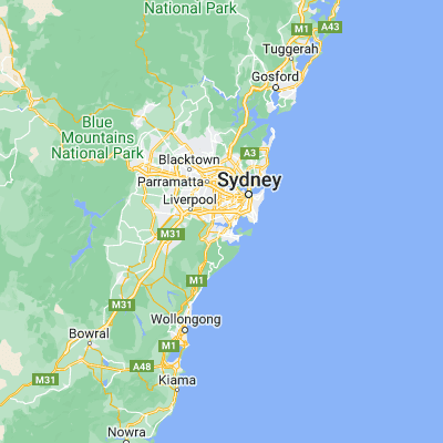 Map showing location of Oatley (-33.983330, 151.066670)