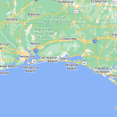 Map showing location of Ocean City (30.441030, -86.613560)