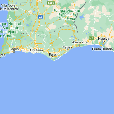 Map showing location of Olhão (37.028600, -7.841100)