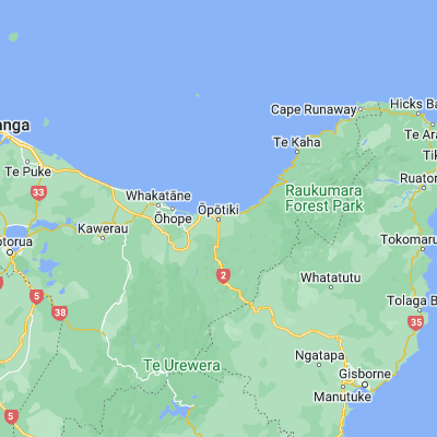 Map showing location of Opotiki (-38.009150, 177.287060)