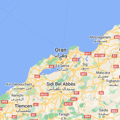 Map showing location of Oran (35.691110, -0.641670)
