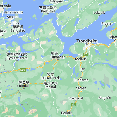 Map showing location of Orkanger (63.312230, 9.853520)
