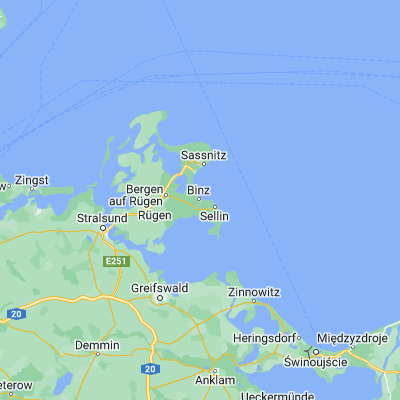 Map showing location of Ostseebad Binz (54.399950, 13.610520)