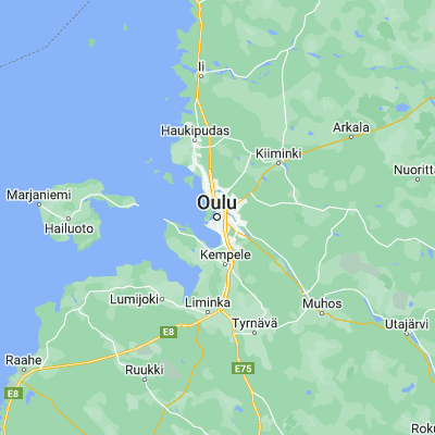 Map showing location of Oulu (65.012360, 25.468160)