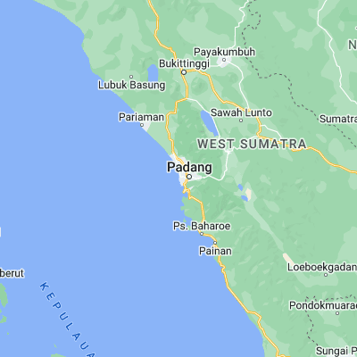 Map showing location of Padang (-0.949240, 100.354270)