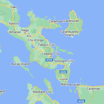 Map showing location of Padang (13.219600, 123.765500)