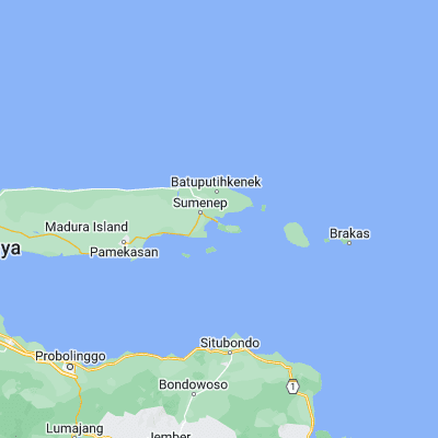 Map showing location of Padurekso (-7.048400, 113.942100)