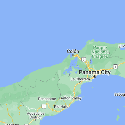 Map showing location of Palmas Bellas (9.231940, -80.086670)