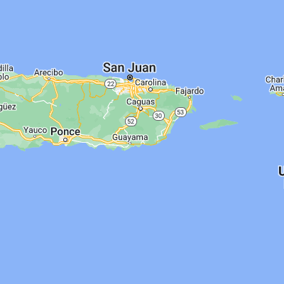Map showing location of Palmas (17.987190, -66.025440)