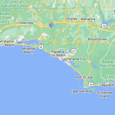 Map showing location of Panama City Beach (30.176590, -85.805490)