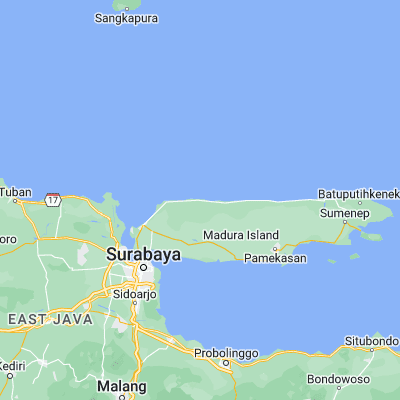 Map showing location of Pangalangan (-6.891300, 113.062100)