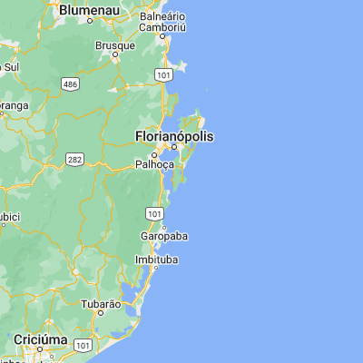 Map showing location of Pantano do Sul (-27.779720, -48.508610)