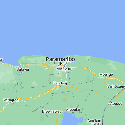 Map showing location of Paramaribo (5.866380, -55.166820)