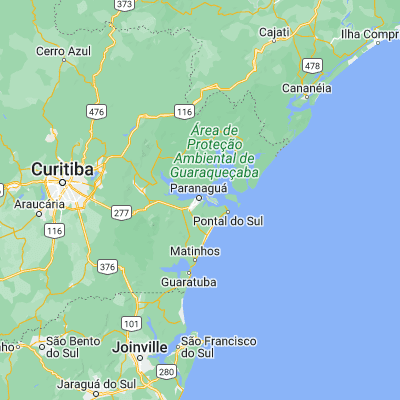 Map showing location of Paranaguá (-25.520000, -48.509170)