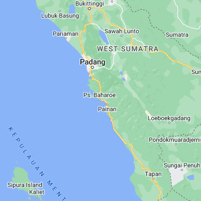 Map showing location of Pasarbaru (-1.305100, 100.509950)