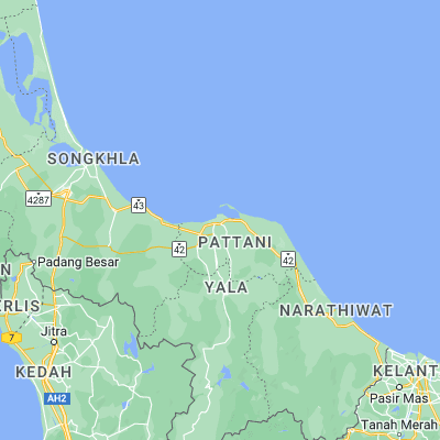 Map showing location of Pattani (6.868140, 101.250090)