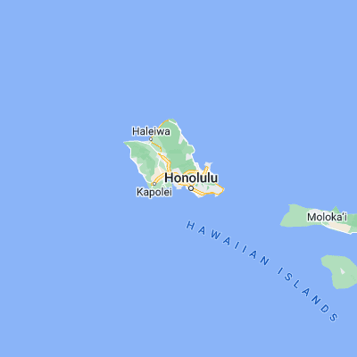 Map showing location of Pearl Harbor (21.368300, -157.940000)
