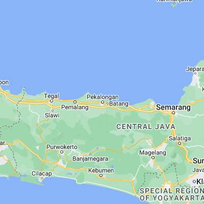 Map showing location of Pekalongan (-6.888600, 109.675300)