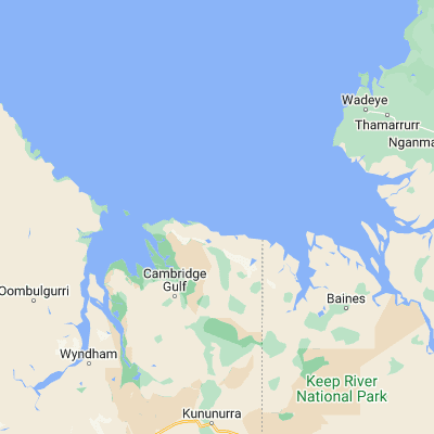 Map showing location of Pelican Island (WA) (-14.768290, 128.775410)